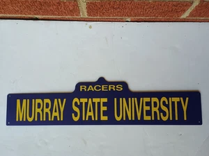 Vtg Murray State University Racers Kentucky Logo Blue Yellow Enamel Metal Sign - Picture 1 of 3