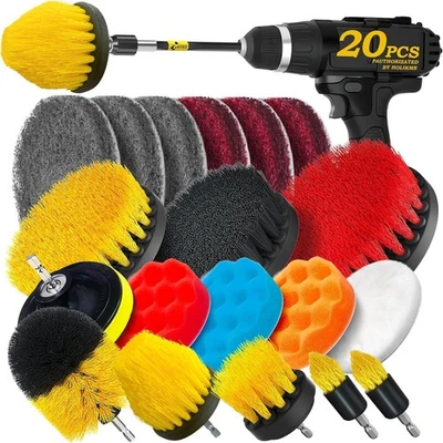 Drill Brush Attachments Scrub Pads Sponge Buffing Pads Polishing Attachment 20Pc - Image 1 of 4