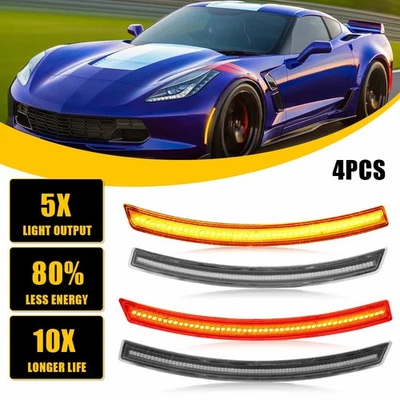 Luzes laterais claras marcador âmbar lâmpadas LED vermelhas para Chevrolet C7 Corvette 2014-2019 - Imagem 1 de 4
