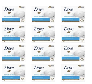 12 x 90g Dove Sensitive Skin Soap Hypoallergenic Beauty Bar Fragrance Free - Picture 1 of 3
