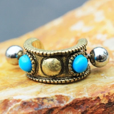 Antique Gold Plated Turquoise Cartilage Cuff Earring - Image 1 of 4