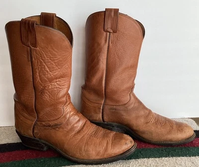 Botas de caubói vintage Olathe Boot Company masculinas de couro marrom tamanho 12D 5090 - Imagem 1 de 4