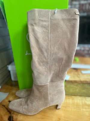 Sam Edelman Molly Knee High Boots Women’s Sz 9 M Caramel Suede Zipper 2” Heel - Image 1 of 4
