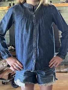 Oshkosh Mädchen Größe 8 Denim mit Kittel, Knopfleiste, Langarmhemd. Süß. - Bild 1 von 5