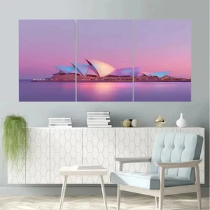 3pcs Sydney Opera House Aesthetic Painting Wall Art Canvas Framed 50x70cm - Picture 1 of 2