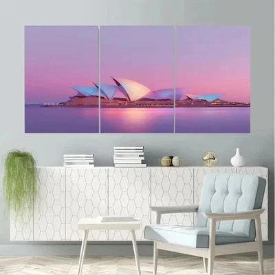 3pcs Sydney Opera House Aesthetic Painting Wall Art Canvas Framed 50x70cm - Image 1 of 2