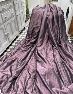 HUGE Taffeta/Satin Curtains, Dark Plum colour  136"W x 89" L - (span 3 metres) - Picture 1 of 24