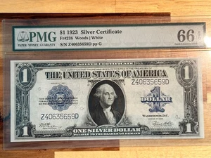1923 $1 Horse Blanket Silver Certificate FR238 PMG 66 EPQ Gem UNC. Woods / White - Picture 1 of 2