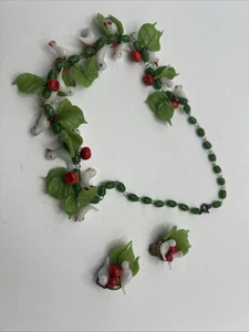 SELTENE 1930er Tutti Frutti venezianische Murano Glas Vögel Halskette & Ohrringe - Bild 1 von 15