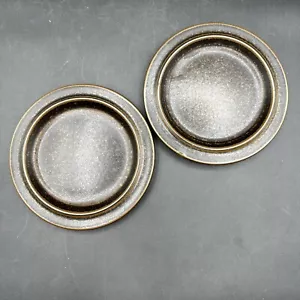2 Arabia of Finland Ruska 6 ¼” Bread Dessert App Plates MCM Brown Black Rustic - Picture 1 of 4