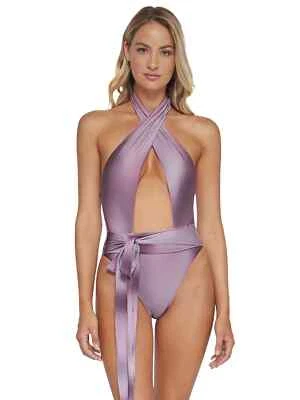 PQ Swim womens Alex One Piece Swimsuit size Small Violet Convertible Tie $154 - Image 1 of 4