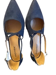 ComfortView Kitten Heel Navy Pointy Shoe 8W - Picture 1 of 7