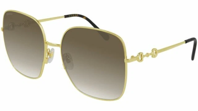 Gucci GG 0879S 002 Gold Metal Square Sunglasses