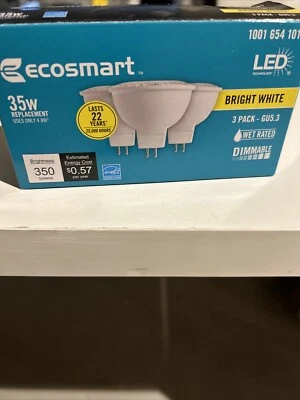 3-Pack New Ecosmart LED Bright White Wet Rated/Dimmable Bulb 35W=4.8W/350 Lumens - Image 1 of 3