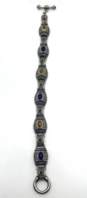 Pulsera vintage de plata de ley con piedras preciosas surtidas Foto 1 de 4