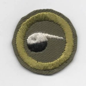 Chemistry Merit Badge, Type E Khaki Narrow Crimped (1947-60), Lightly-Used - Picture 1 of 1