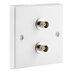 BNC Wall Plate White 2 x Nickel plated brass Terminals - Solder tabs rear - Picture 1 of 7