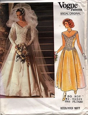 Vogue Sewing Pattern #1677 Wedding Dress Bridal Gown Bridesmaid Size 10  - Image 1 of 3