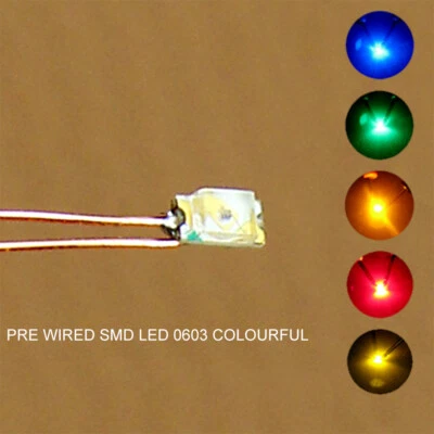 20pcs Pre-wired  micro 0.1mm Copper Wire SMD LED 0603 Lights with Resistors - Image 1 of 4