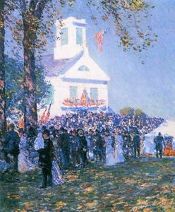 Ernte in einem Dorf in Neuengland von Childe Hassam Giclee Repro auf Leinwand - Bild 1 von 1