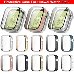 Full Cover Screen Protector PC+Tempered Cover Shell for Huawei Watch Fit 3 - Picture 1 of 21