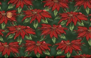 CLEARANCE- 'ENCHANTED WINTER' POINSETTIAS/GREEN CHRISTMAS - HOFFMAN - Picture 1 of 1
