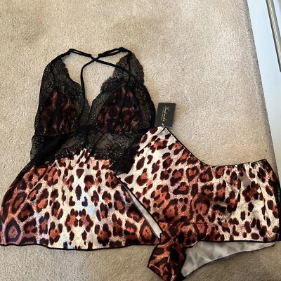 Fredericks of Hollywood Rosalina Rose Cami Short Set Animal Print Small - Image 1 of 4