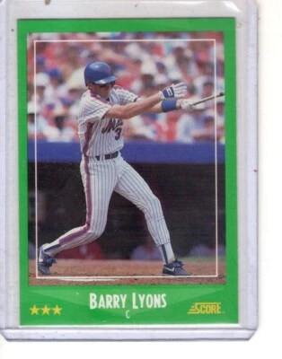 1988 Score - #387 Barry Lyons New York Mets rookie baseball card  - Image 1 of 2