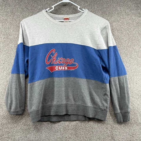 Vintage Chicago Cubs Sweater Men's Size XXL White Blue Gray Long Sleeve Pullover Cover