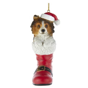 Shetland Schäferhund im Weihnachtsmannstiefel Ornament - Bild 1 von 1