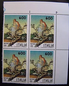 1991 Italy Christmas Block 600 Lira MNH - Picture 1 of 1