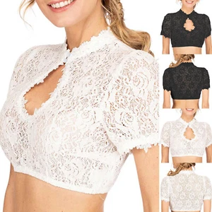 Damen-Bügel-Dessous-Spitzenweste, Damen-elegante Dirndlbluse, schwarze - Bild 1 von 22