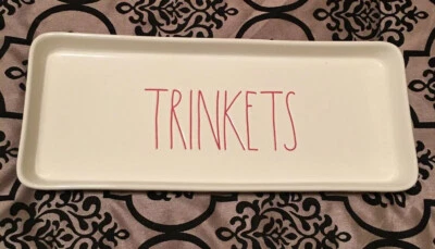 NEW! RAE DUNN "TRINKETS" RECTANGULAR TRAY Red Lettering - Image 1 of 3