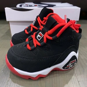 Fila Grant Hill 1 Black Red White 7BM01006-014 Infant Toddlers Size 6 New - Picture 1 of 7