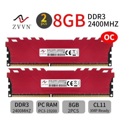 16GB Kit 2x 8GB DDR3 OC 2400MHz PC3-19200U 240Pin Overclocking Desktop Memory ZR - Image 1 of 4
