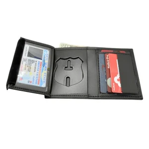 Perfect Fit NY Police Badge Wallet BiFold Cutout Fits NYPD Patrol Officer Shield - Picture 1 of 7