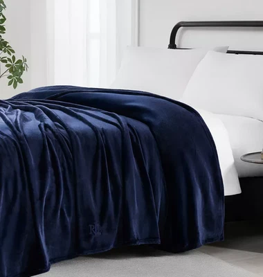 Lauren Ralph Lauren Classic Micro Mink fleece Blanket - King 108" x 90" - Navy - Image 1 of 4