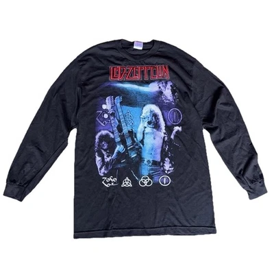 复古 Y2K Led Zeppelin 墨西哥缝制拼字带 T 恤,尺寸 L,全新 — 第 1/4 张图片