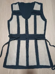 Vtg 60s Suede Leather Knit Tunic Jacket boho middle ages cosplay steampunk XS - Picture 1 of 14