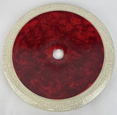 Fregadero de vaso de vidrio de diseño redondo rojo metálico diseño de decoración moderna OD 14,5" Foto 1 de 4