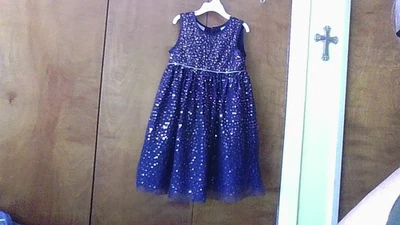 Blueberi Boulevard Size 6 Navy Blue Sleeveless All Over Gold Sequin Dress *Flaw - Image 1 of 4