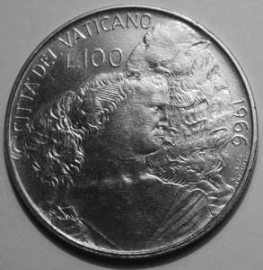Vatikanstadt 100 Lire Münze 1966 KM# 90 Papst Paul VI. Hundert An.IV - Bild 1 von 2