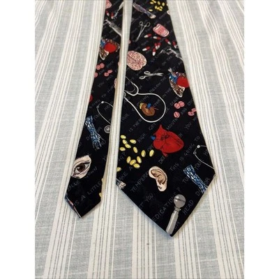 Corbata Médica Nicole Miller Vintage Doctors 58L 4W Seda Hecha a Mano L#0066 Foto 1 de 4