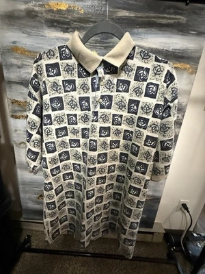 Camisa polo Bugle Boy Company para hombre con cuello de hoja talla L vintage tostada y azul marino Foto 1 de 4