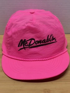 Gorra/sombrero Otto de nailon rosa de McDonald's con ajuste de tamaño deslizante de colección años 90 - Imagen 1 de 8