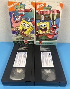 Spongebob Squarepants Christmas & sponge for hire VHS 2 Lot Nickelodeon Cartoon - Picture 1 of 5