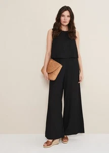 BNWOT Phase Eight Linen Jumpsuit Aubrey Black Size 14 - Picture 1 of 8