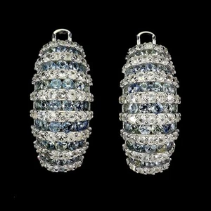 925 Pendientes de Plata Ley Zafiro Diamante Redondo Corte Topacio Gemas Joyeria - Imagen 1 de 13