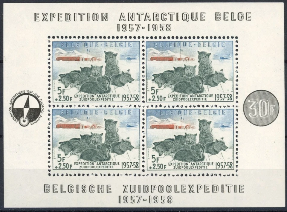 [70.677] Belgium 1957 Antarctica Dogs good Sheet MNH VF $200 - image 1 of 1