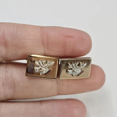 Gemelos vintage LOOM Loyal Order Of Moose Lodge Hickok tono oro rosa Foto 1 de 4